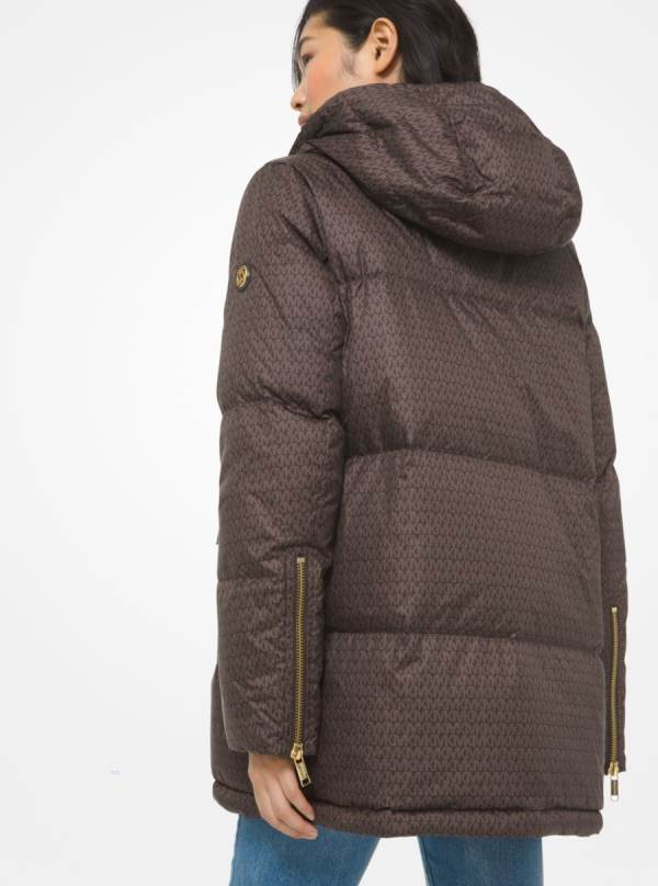 Damske Bundy Michael Kors Mini Logo Ciré Reversible Puffer Čokoláda - Oblecenie Michael Kors Obchod | MPESU-2134